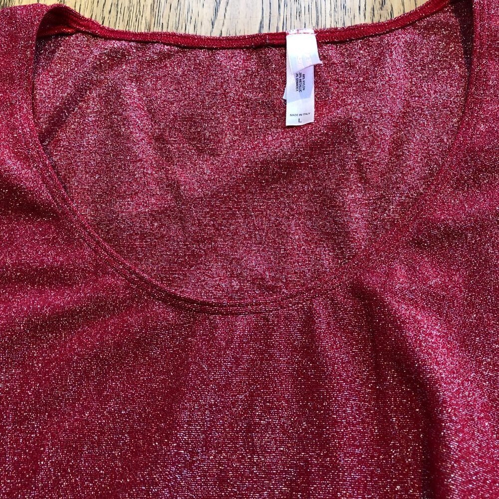 Victoria's Secret Red Sparkly Long Sleeve Scoop Neck Top Large - Picture 6 of 6